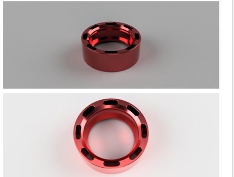 2000 Lotus Esprit - Red aluminum part with slotted design shown from two angles. Supermotors.net logo is present.