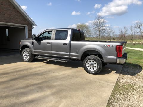 2021 Ford F-250 - This gray Ford Super Duty pickup truck, identified by its body style, appears to be from the 2017 model year or later.