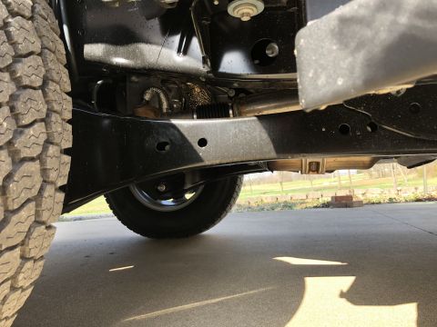 2021 Ford F-250 - Front undercarriage view of a 2021 Ford F-250 pickup truck.