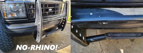 1983 Ford Bronco - Even bars with tough-sounding names are collapsible. This one still pushed the bumper into the body - something that probably wouldn't have…
