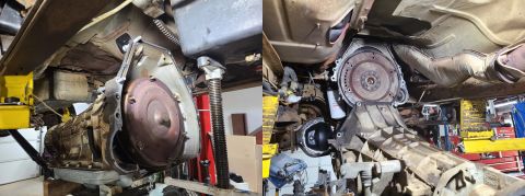 1997 Ford F-250 - With the trans down, I could see some fine red rust around the flexplate hub, which I later found was cracked nearly all the way around. Th…