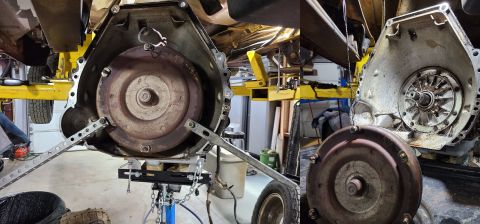 1997 Ford F-250 - Some scrap metal worked as prybars to get the TC unstuck. IF THE IMAGE IS TOO SMALL, click it.