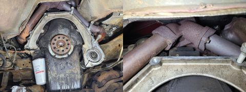 1997 Ford F-250 - The backside of the block & pan got some cleaning, too. But the RMS showed no sign of leaking, so I left it alone. IF THE IMAGE IS TOO SMAL…