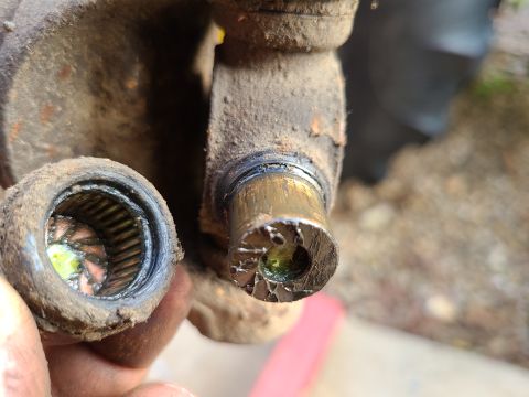 1995 Ford F-150 - This factory non-greasable U-joint still had something similar to grease inside.