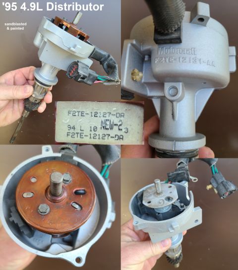 1995 Ford F-150 - 4.9L Distributor IF THE IMAGE IS TOO SMALL, click it. washed, sandblasted, and painted inside & out (bowl only) with DupliColor engine cera…