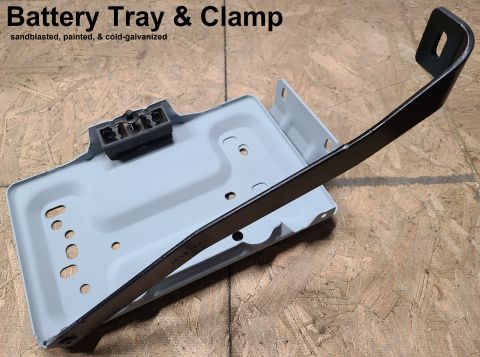 1995 Ford F-150 - 1995 F-series & Bronco Battery Tray with clamp & bolt IF THE IMAGE IS TOO SMALL, click it. washed, sandblasted, and painted with cold galva…