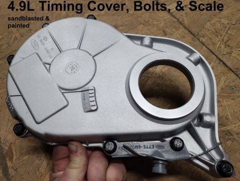 1995 Ford F-150 - 4.9L Timing Cover Set IF THE IMAGE IS TOO SMALL, click it. washed, sandblasted, planed, and painted inside & out with DupliColor engine cer…