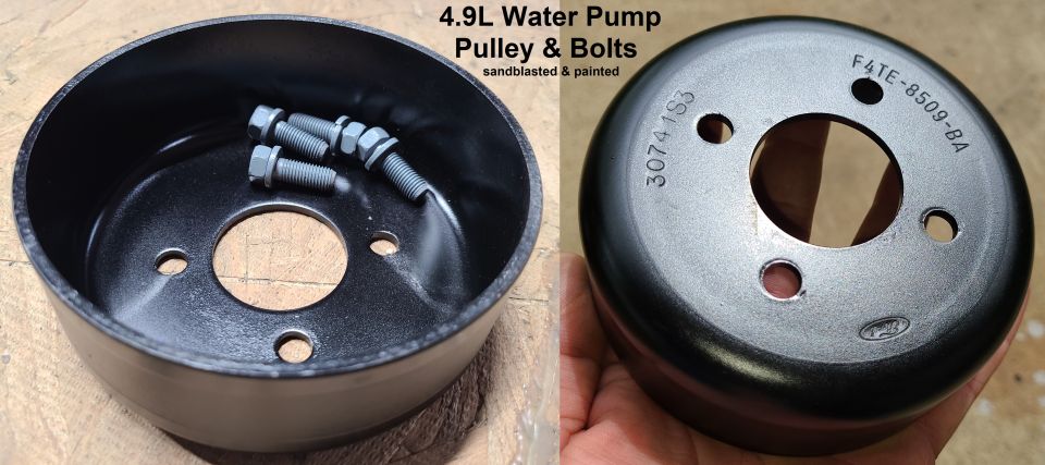 Ford 4.9L water pump pulley F4TE-8509-BA sandblasted and painted