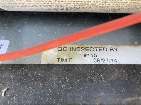 2015 Ford F-550 - Quality-control inspection label on a component listing inspector number and inspection date.
