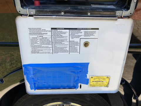 2015 Ford F-550 - Atwood RV water heater access-door instruction plate covering pilot and electronic ignition lighting steps for White Rodgers/Robertshaw con…
