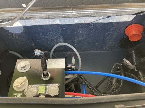 2015 Ford F-550 - This photo shows the water hookup panel and plumbing for an RV, not a 2015 Ford F-550.
