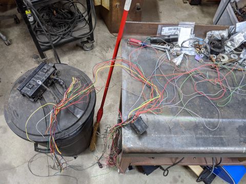 1973 Ford Bronco - Ahhh, scary wiring! This is after cutting off the 3 firewall connectors. Lots of wires can be removed at this point because they went from…