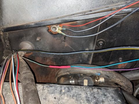 1973 Ford Bronco - The 3 grounds from C115 ground to the old voltage regulator ground. I wire wheeled the metal bare then covered it in silicone grease to get…