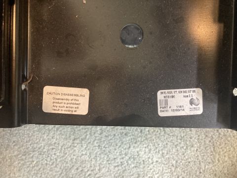 2015 Ford F-550 - Manufacturer spec/ID label on a Norco motorhome swivel riser showing part number and date