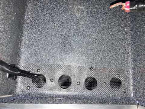 2015 Ford F-550 - Close-up view of house battery terminals, likely part of an RV or boat electrical system.
