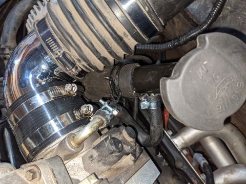 1973 Ford Bronco - The oil filler ran into the intake tube and I just happened to have a Buick 3.8 sitting on the shop floor and its lower radiator hose was t…