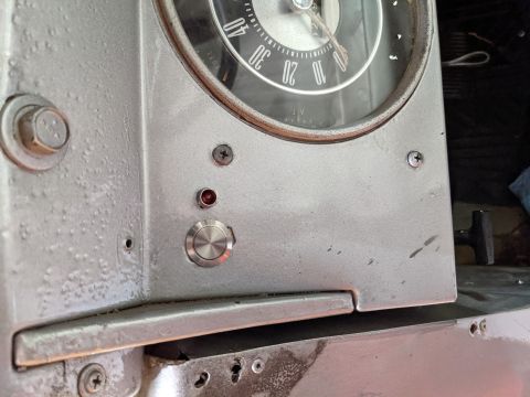 1973 Ford Bronco - Overdrive cancel switch and LED. There was a big hole here already so in it went. The LED has a faint glow even when not activated so a bul…