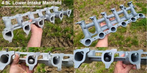 1995 Ford F-150 - 4.9L Lower Intake Manifold IF THE IMAGE IS TOO SMALL, click it. washed, sandblasted, planed, and painted inside & out with DupliColor engin…
