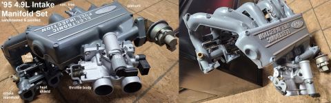 1995 Ford F-150 - 4.9L Intake Manifold Set IF THE IMAGE IS TOO SMALL, click it. washed, sandblasted, planed, and painted inside & out with DupliColor engine…