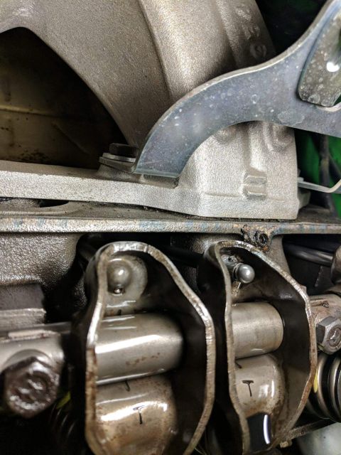 1974 Dodge Challenger - Detailed view of the internal engine components, focusing on the valve train mechanism.