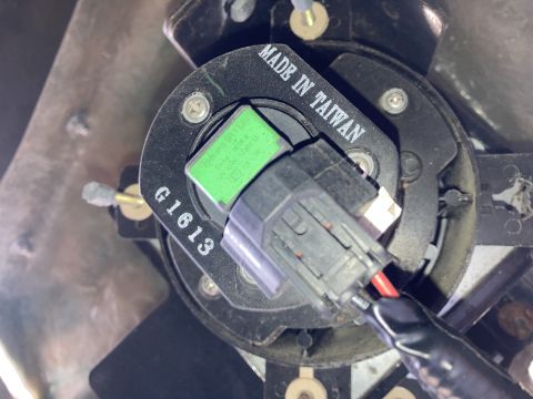 2015 Ford F-550 - A close-up view shows an electrical component with a connector and wiring, marked 'MADE IN TAIWAN'.