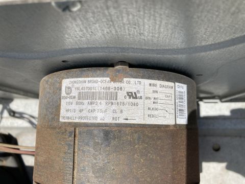 2015 Ford F-550 - Motor data spec plate showing model, electrical ratings and a small connection wire diagram.