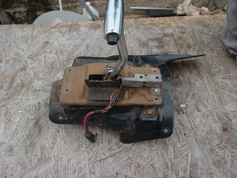 1973 Ford Ranchero - This automatic transmission shifter assembly features a chrome handle and visible wiring, likely for a classic vehicle.