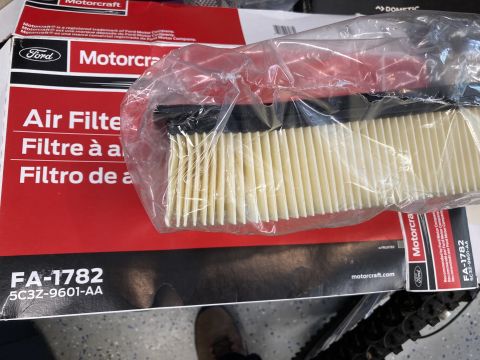 2015 Ford F-550 - A Motorcraft FA-1782 air filter is shown in its packaging, with the Ford Motorcraft branding and part number clearly visible on the box.