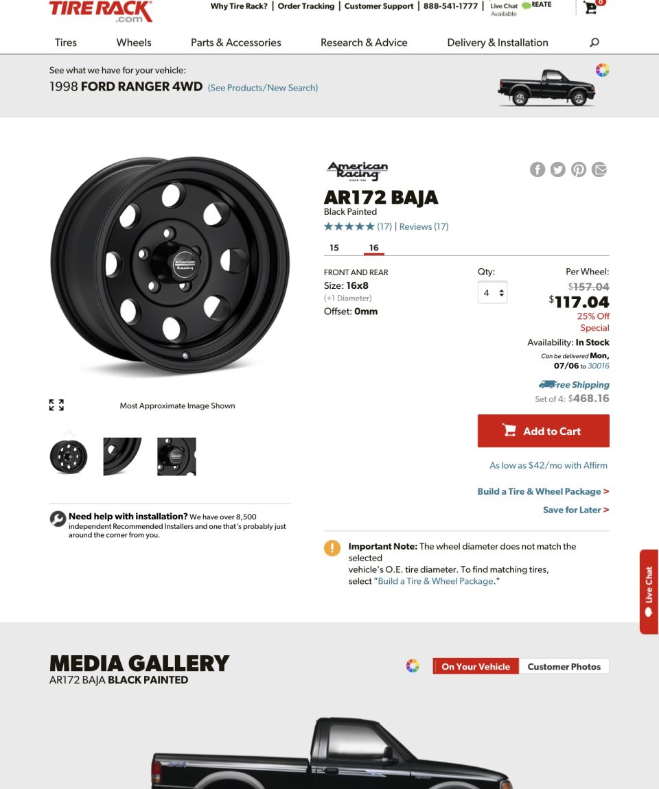 Black AR172 BAJA wheel
