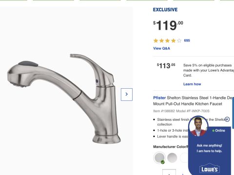 2015 Ford F-550 - A stainless steel kitchen faucet is shown, with details about its features and price.