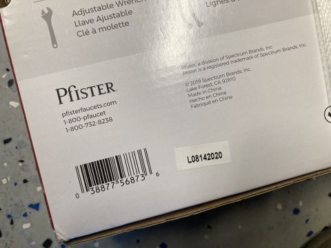 2015 Ford F-550 - Packaging for a Pfister adjustable wrench shows product details and contact information.