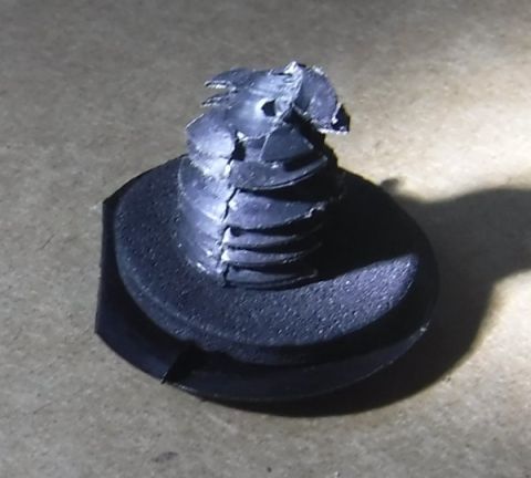 1992 Ford Bronco - Scrounging through my bag of plastic push pins, I found one the perfect size to function as a coupler plug, since there's not enough room t…