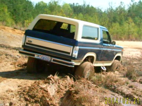 1985 Ford Bronco - This 1985 Ford Bronco is stuck in the mud during a clay pit trip.