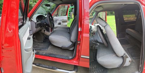 1995 Ford Bronco - The Opal cloth front bench seat from a '95 F150 has been installed, with its belt buckles, and 4 good headrest catches. The holes for the c…