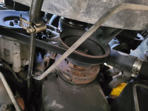 1995 Ford Bronco - The engine is surprisingly dry, but may be leaking around the oil pan gasket, or it could be blowing back from the ATF cooler hose. IF THE…