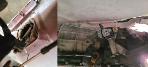 1995 Ford Bronco - Due to the body lift, the transfer case shift lever has been cut, extended, & welded. IF THE IMAGE IS TOO SMALL, click it. [url=https://www…
