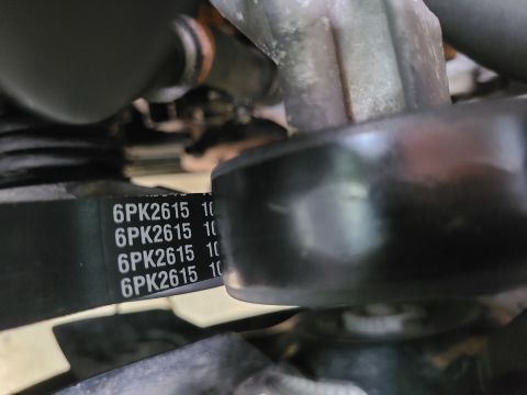 1995 Ford Bronco - Serpentine belt label (6 ribs 102" running length) Ford F4TA8620AZA, F6TE8620FA, F6TZ8620FA ( Dayco 5061020 )