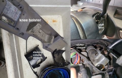 1995 Ford Bronco - To inspect the sloppy shifter, the knee bolster & column shrouds were removed & washed. The shifter & tube have not yet broken (common on e…