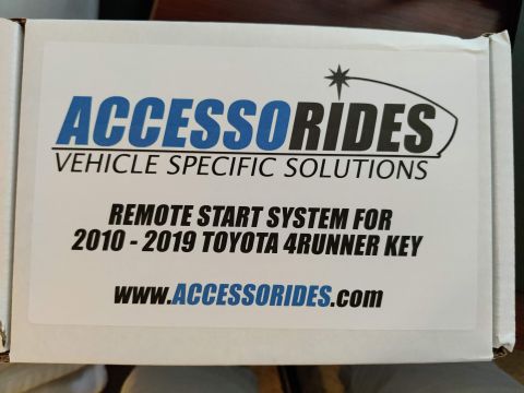 2018 Toyota 4Runner - Accessorides product box details a remote start system for Toyota 4Runner keys.