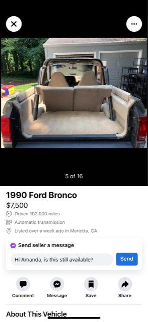 2008 Ford Focus - The rear cargo area of a 1990 Ford Bronco is shown with the seats folded flat.