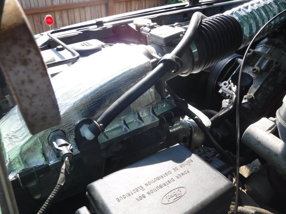 Followed up the intake snorkel insulation with doing the air box and half of the intake tube.