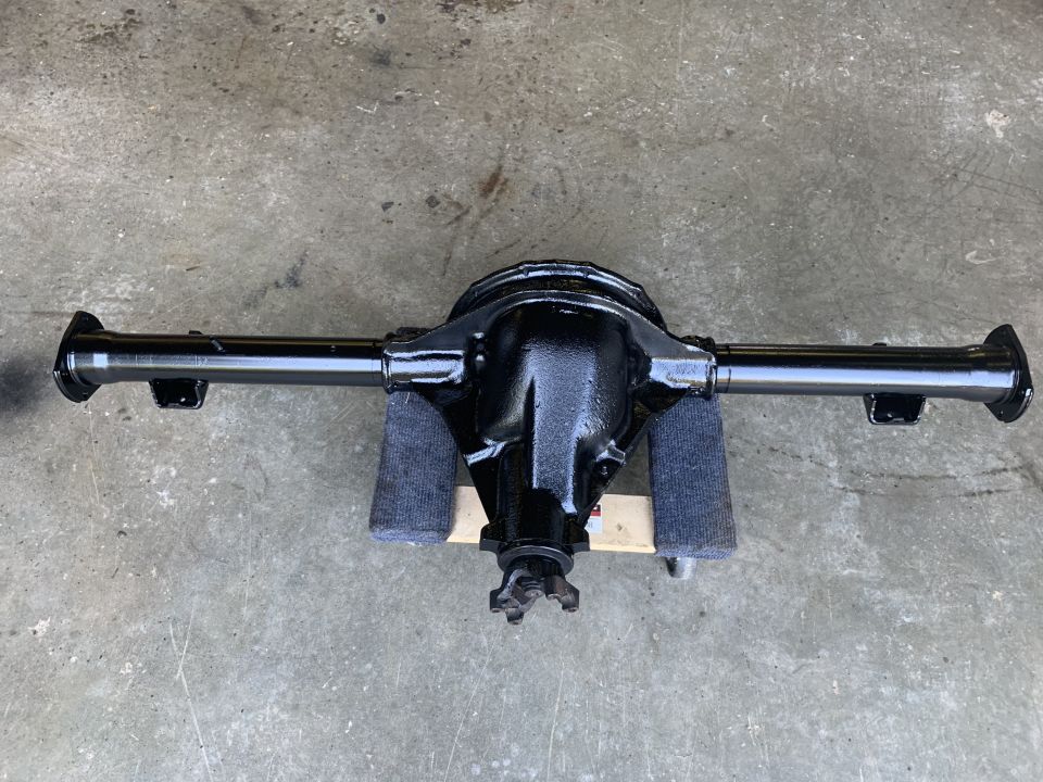 rear axle assembly on concrete floor