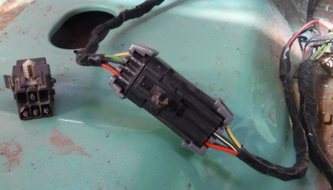 1992 Ford Bronco - Old 6-pin connector on the left, with no hint of water insulation. New Delphi Weatherpack connector on the right, scavenged from various GM…