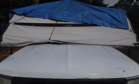 1992 Ford Bronco - The project was interrupted by heavy rain several times, and I noticed the awning on the canopy lines up perfect with my F-Bomb sticker, wh…