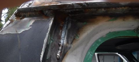 1992 Ford Bronco - Filling out the door seams. Most of those welds were done by my neighbor. I think I finished up the bottom third of the vertical portion af…