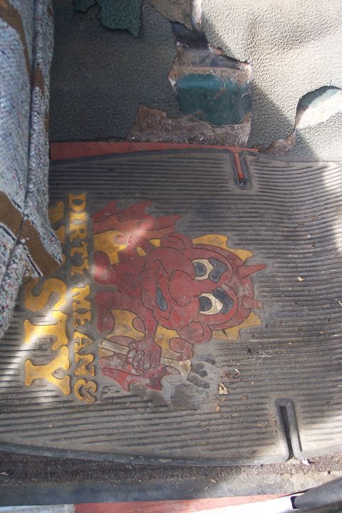 1977 Ford F-150 - The interior floor mat features a devil graphic and text, but offers no year identification.