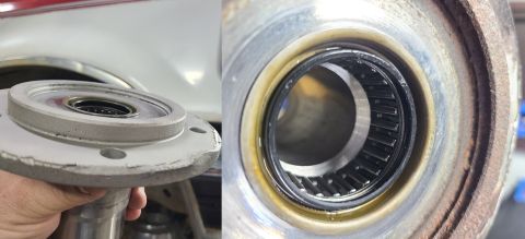 1997 Ford F-250 - The spindles have been off before, but their bearings & seals are still OK, so I didn't change them then or now. But I did tape them off &…