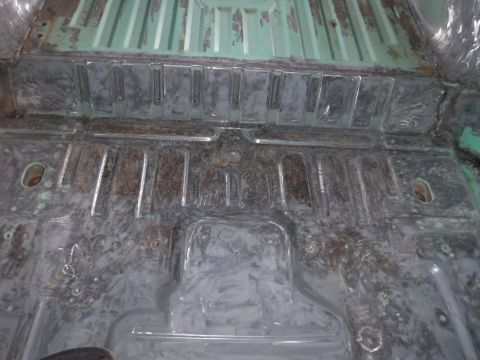 1992 Ford Bronco - I filled the ~1" hole at the back of the floor pan, that I'm told is for electronic transfer case wiring. Much less flexy there now. But, b…