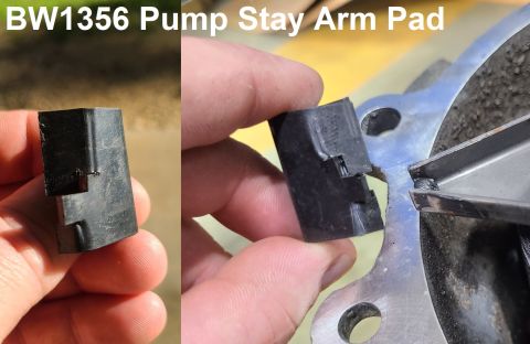1983 Ford Bronco - Cutting the pad this way allows it to hang on the tip of the arm, making re-assembly easier.