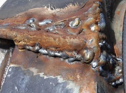 1992 Ford Bronco - Driver's side rear drip rail, post-final pass welding, pre-smoothing.